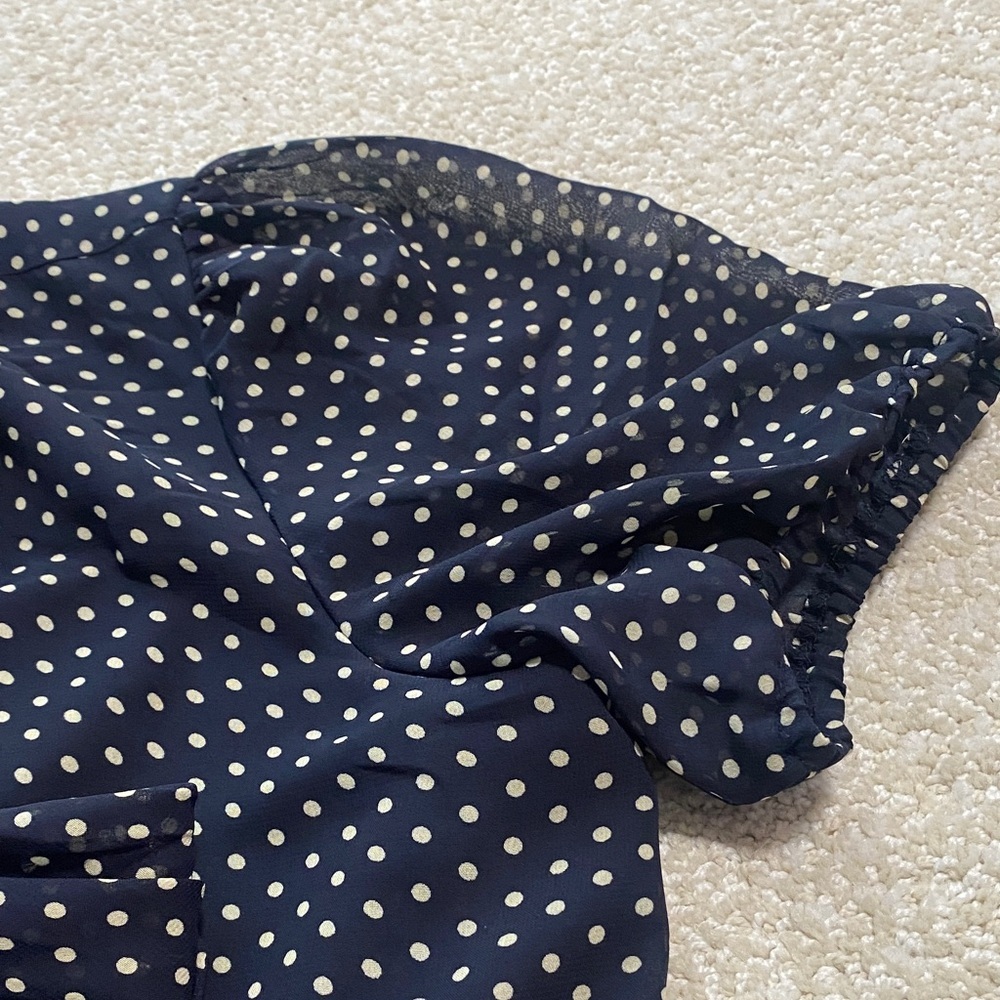 Betsey Johnson Black Polka Dot Tie-Neck Mini Dress Size 10 - Picture 12 of 15